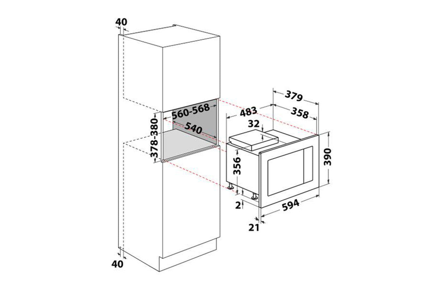 Indesit Built in Microwave | MWI125GX | Stainless Steel