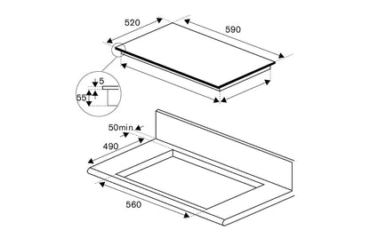Bertazzoni Modern Series 60cm 3 Zone Induction Hob | P603I30NV | Nero