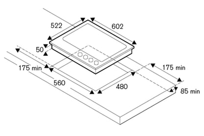 Bertazzoni Modern Series 60cm 4 Burner Gas Hob | P604LMODGNE | Nero