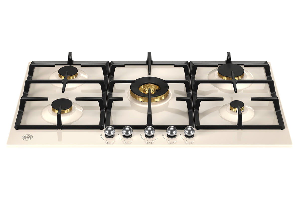 Bertazzoni Heritage Series 90cm 5 Burner Gas Hob | P905CHERAX | Avorio/Stainless