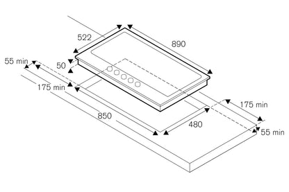 Bertazzoni Heritage Series 90cm 5 Burner Gas Hob | P905LHERNE | Nero Matt