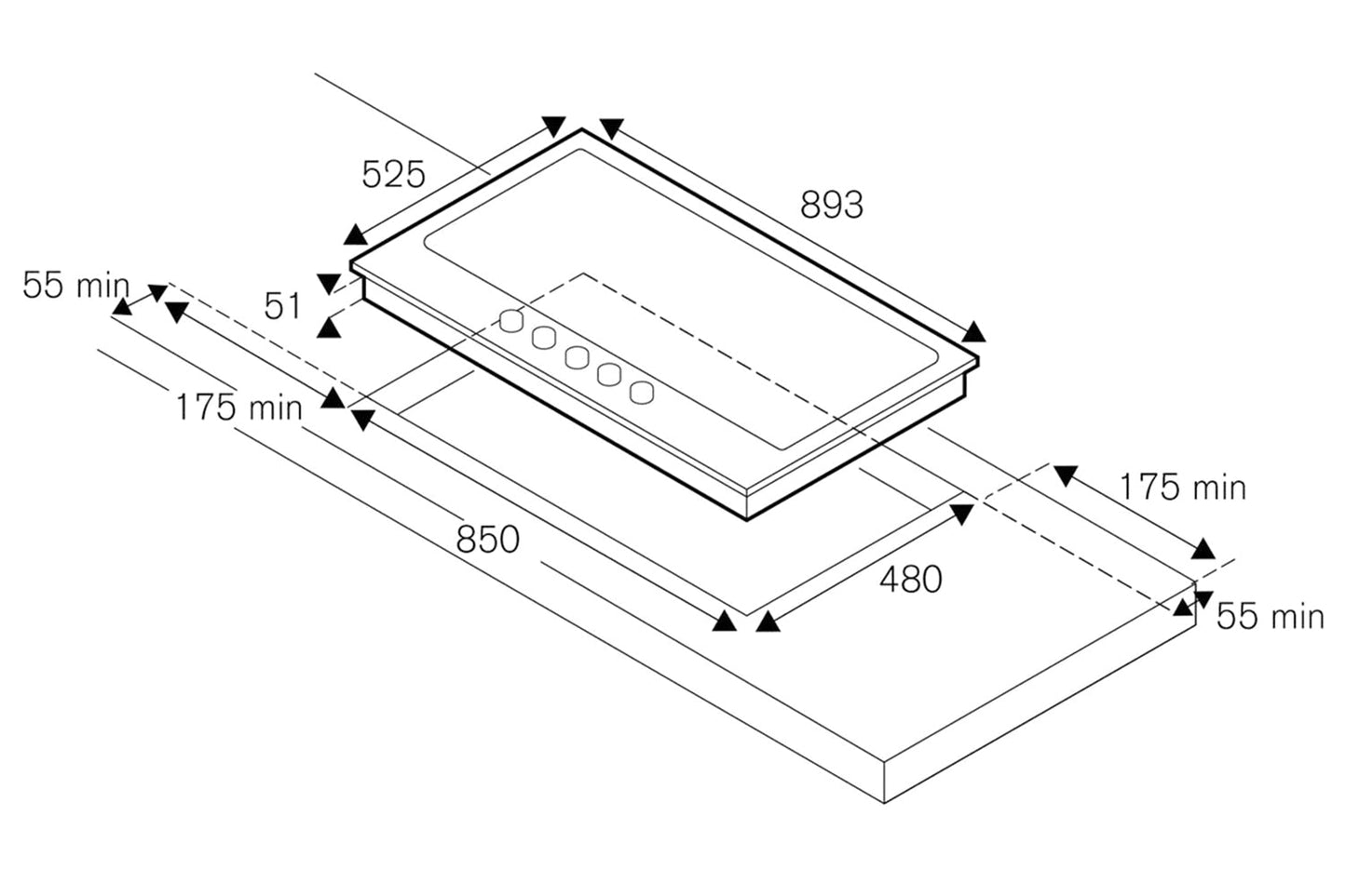 Bertazzoni Professional Series 90cm 5 Burner Gas Hob | P905LPROGNE | Black