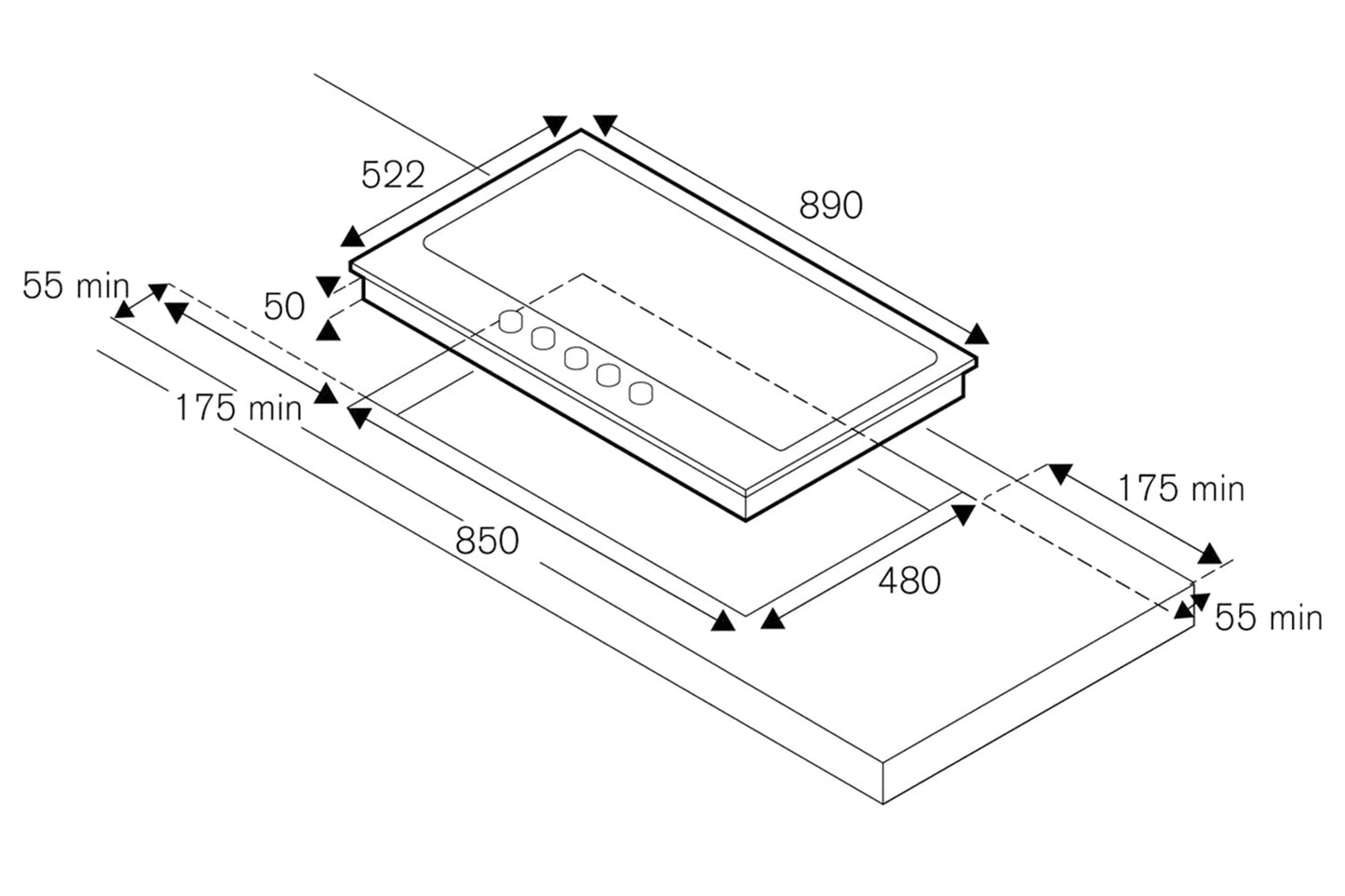 Bertazzoni  Professional Series 90cm 5 Burner Gas Hob | P905LPRONE | Black