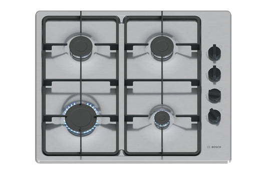 Bosch Series 2 60cm 4 Burner Gas Hob | PBP6B5K60 | Stainless Steel