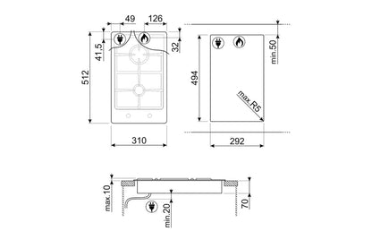 Smeg 31cm Classic Aesthetic Built-in Gas Hob | PGF32G | Stainless Steel
