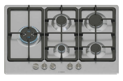 Bosch Series 4 75cm 5 Burner Gas Hob | PGM7B5K90 | Stainless Steel