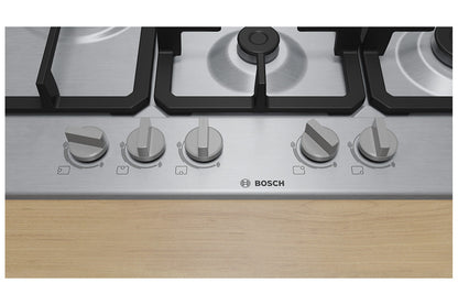 Bosch Series 4 75cm 5 Burner Gas Hob | PGM7B5K90 | Stainless Steel