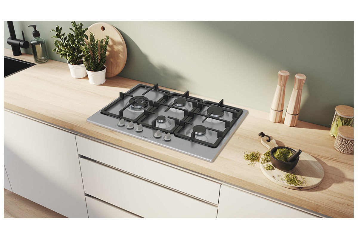 Bosch Series 4 75cm 5 Burner Gas Hob | PGM7B5K90 | Stainless Steel