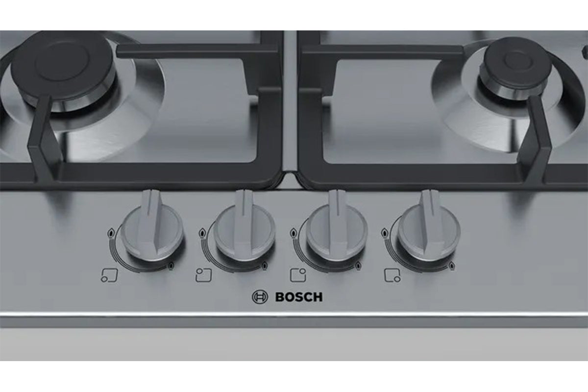 Bosch Series 4 60cm 4 Burner Gas Hob | PGP6B5B90 | Stainless Steel