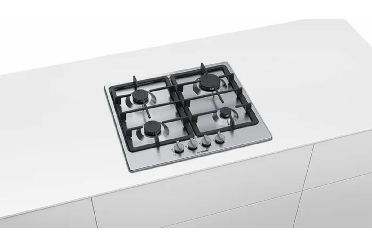 Bosch Series 4 60cm 4 Burner Gas Hob | PGP6B5B90 | Stainless Steel