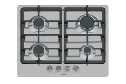 Bosch Series 4 60cm 4 Burner Gas Hob | PGP6B5K90 | Stainless Steel