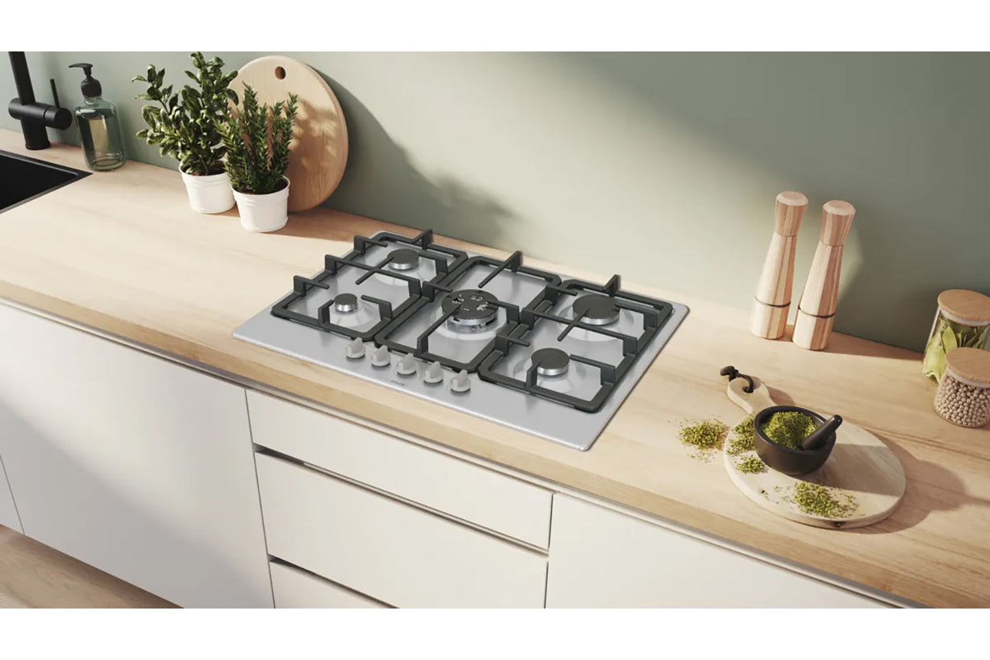 Bosch Series 4 75cm 5 Burner Gas Hob | PGQ7B5K90 | Stainless Steel