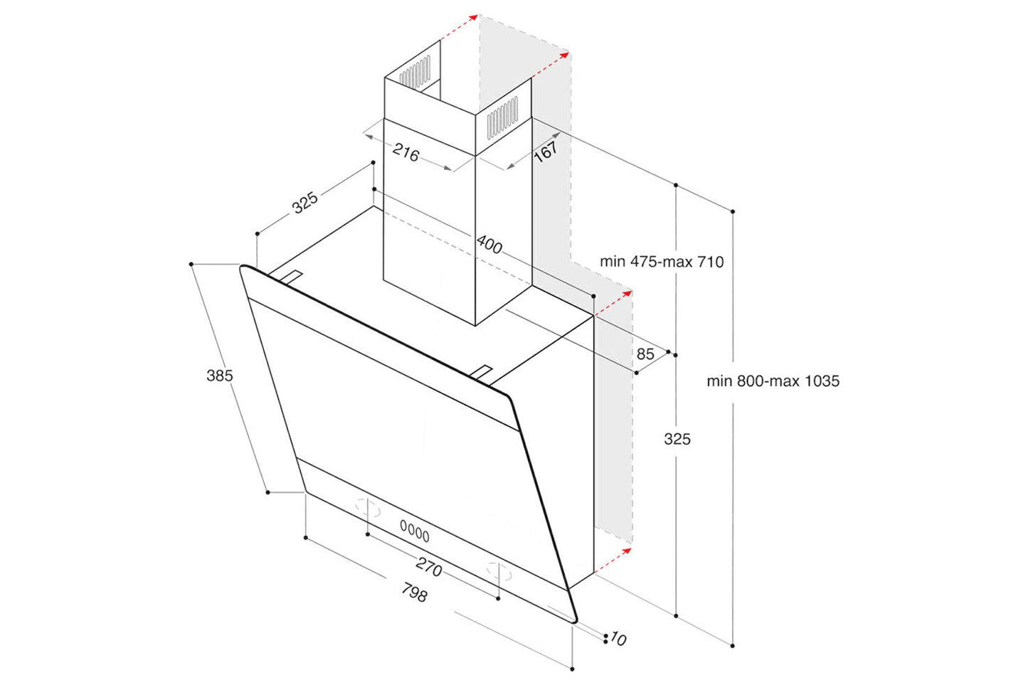 Hotpoint 80cm Chimney Cooker Hood | PHVP82FLTK