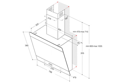 Hotpoint 80cm Chimney Cooker Hood | PHVP82FLTK