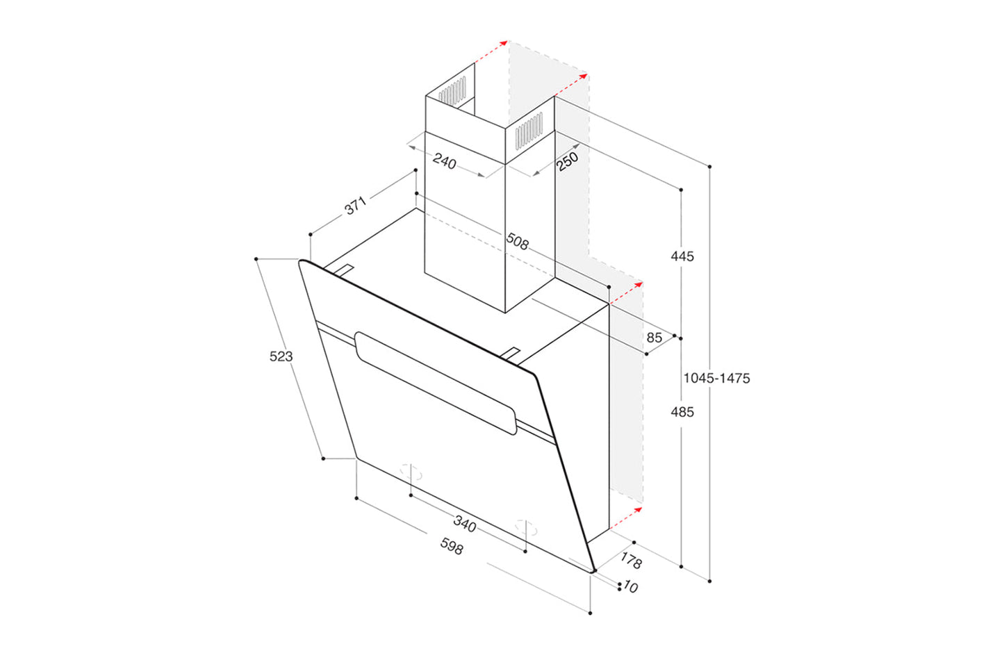 Hotpoint 60cm Chimney Cooker Hood | PHVS61FLTDPK