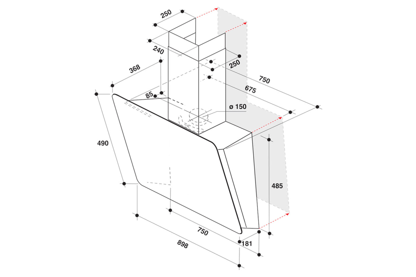 Hotpoint 90cm Chimney Cooker Hood | PHVS91FLTDPK