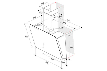 Hotpoint 90cm Chimney Cooker Hood | PHVS91FLTDPK