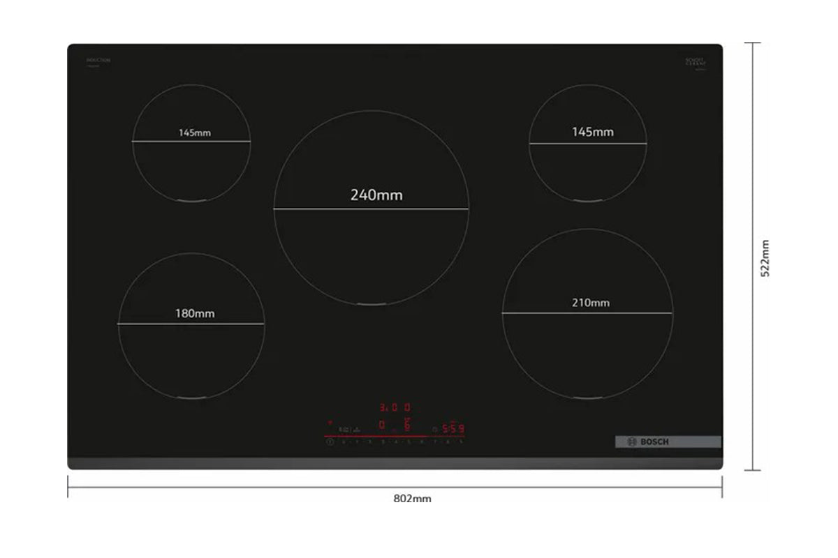 Bosch Series 6 80cm 5 Zone Induction Hob | PIV831HB1E | Black
