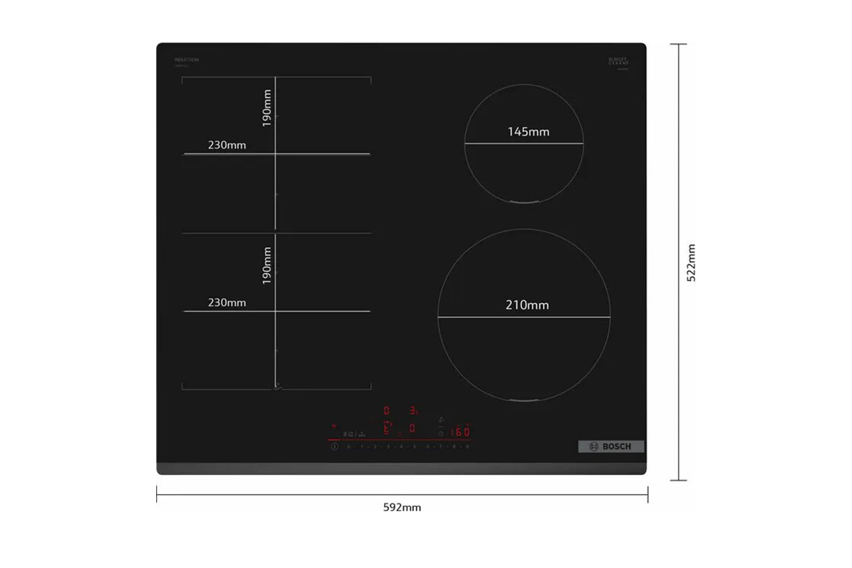 Bosch Series 6 60cm 4 Zone Induction Hob | PIX631HC1E | Black