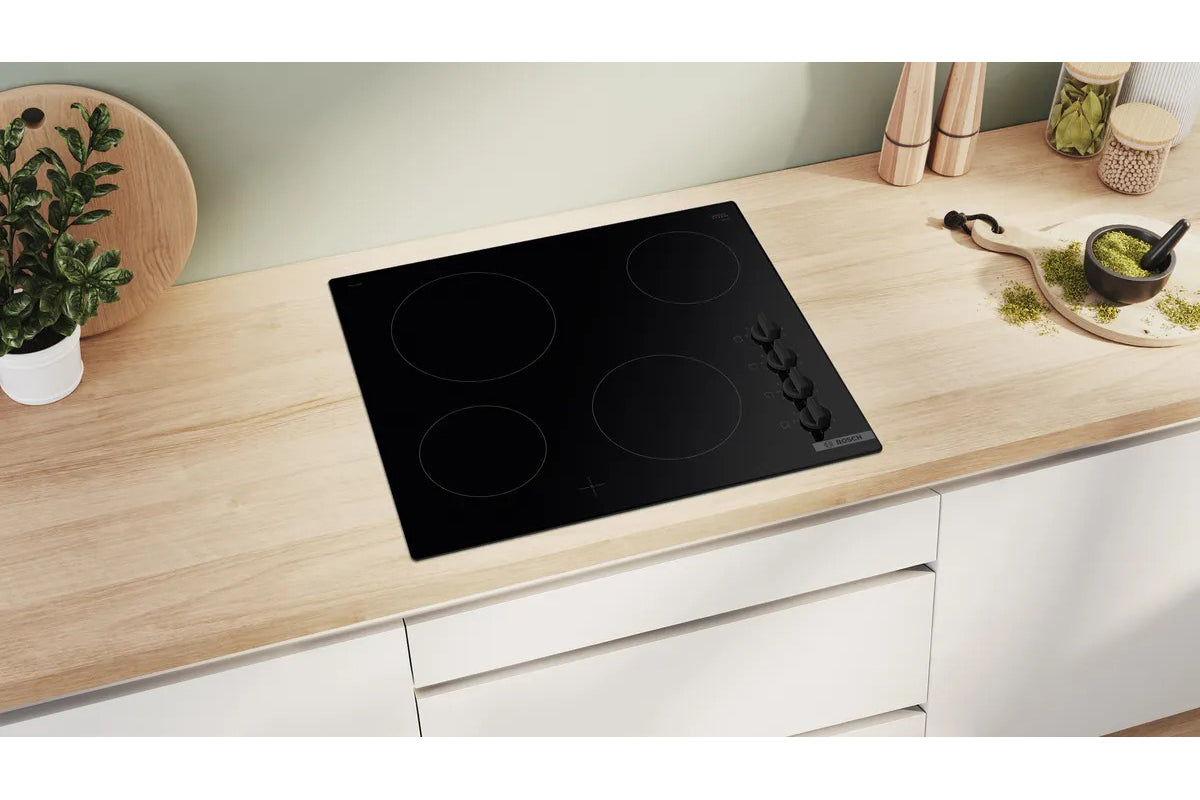 Bosch 60cm 4 Zone Electric Hob | PKE611CA3E | Black