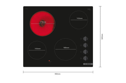 Bosch 60cm 4 Zone Electric Hob | PKE611CA3E | Black