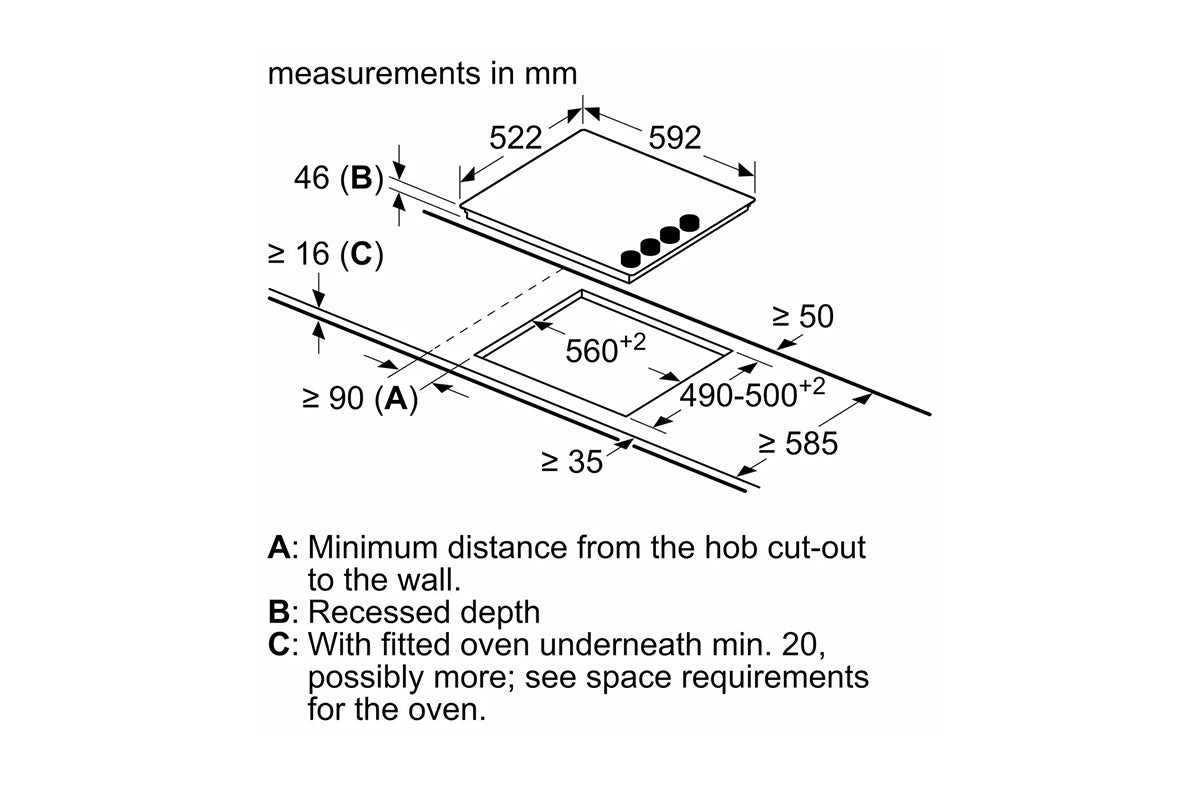 Bosch 60cm 4 Zone Electric Hob | PKE611CA3E | Black