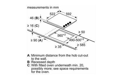 Bosch 60cm 4 Zone Electric Hob | PKE611CA3E | Black