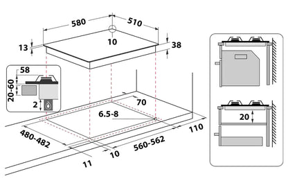 Hotpoint 60cm Built-in Gas Hob | PPH60GDFIXUK