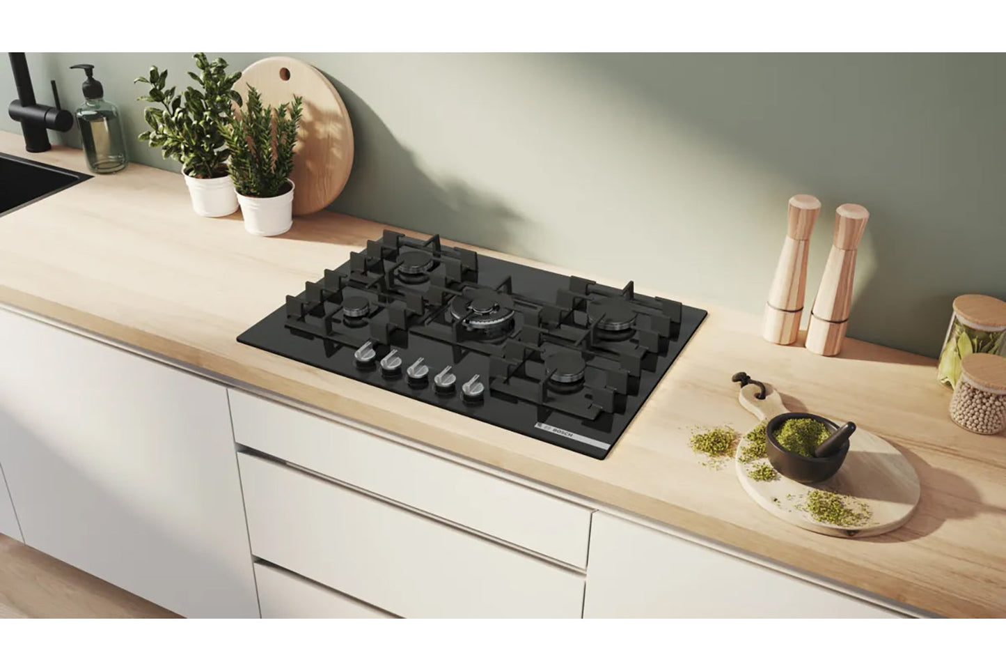 Bosch Series 6 75cm 5 Burner Gas Hob | PPQ7A6I40 | Black