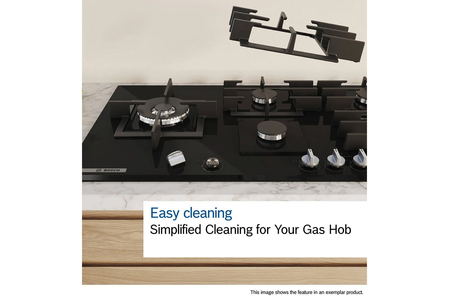 Bosch Series 6 75cm 5 Burner Gas Hob | PPQ7A6I40 | Black