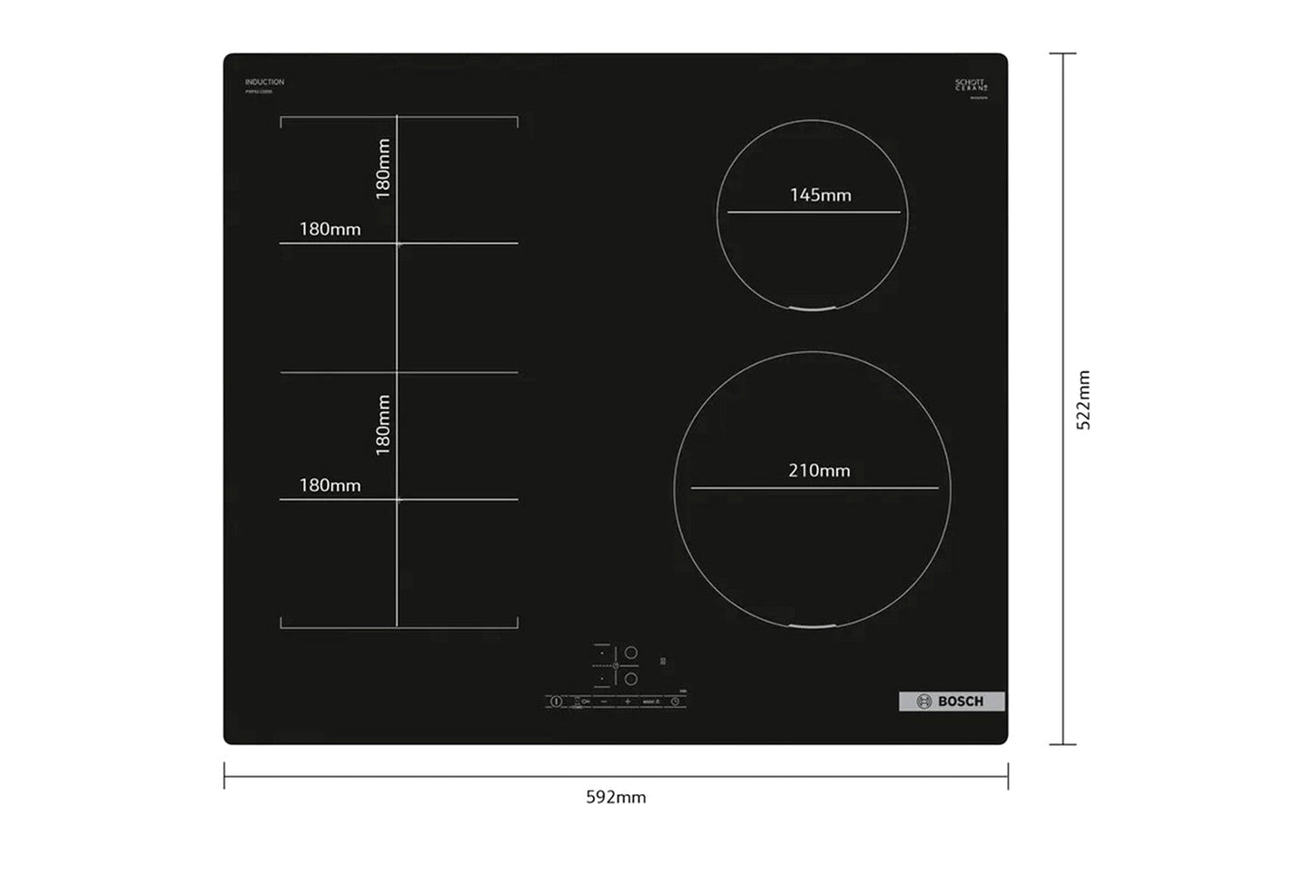 Bosch Series 4 60cm Built-in Induction Hob | PWP611BB5B | Black