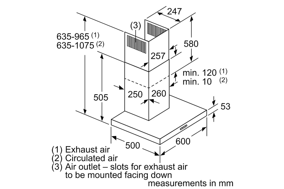 Siemens iQ300 60cm Wall mounted Hood | LC67BHM50B