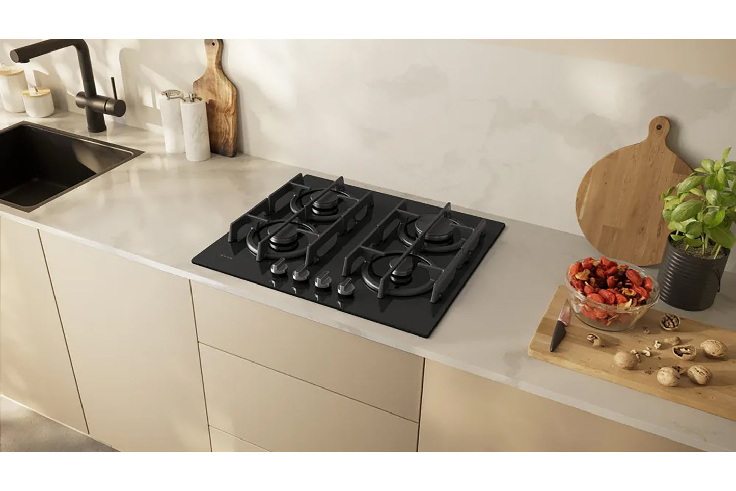 Neff N 70 60cm Built-in Gas Hob | T26PIP4S0 | Black