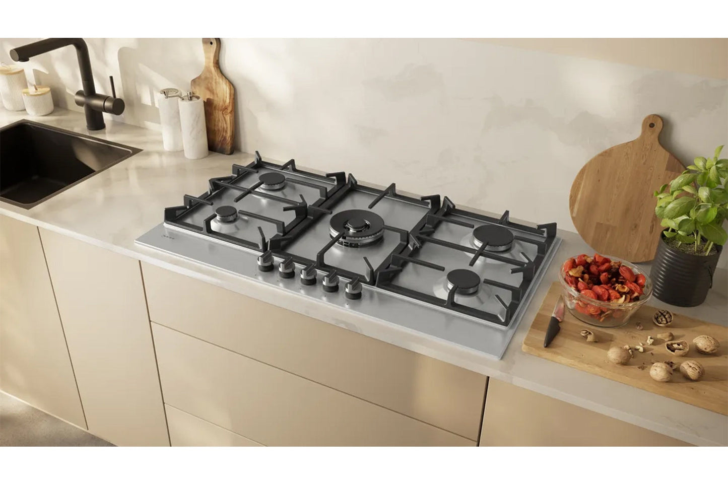 Neff N70 90cm Built-in Gas Hob | T29CIR8N0 | Stainless Steel
