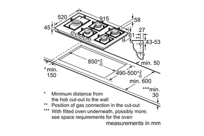 Neff N90 90cm Built-in Gas Hob | T29RHS4S0 | Black