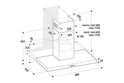 Whirlpool 90cm Wall Mounted Hood | WHBS93FLEX