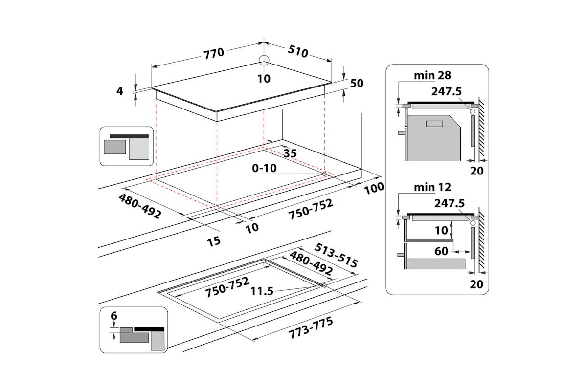 Whirlpool 77cm Built-in Induction Hob with Clean Protect | WFS1577CPNE | Black
