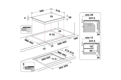 Whirlpool 60cm Built-in Induction Hob with Clean Protect | WFS3660CPNE | Black