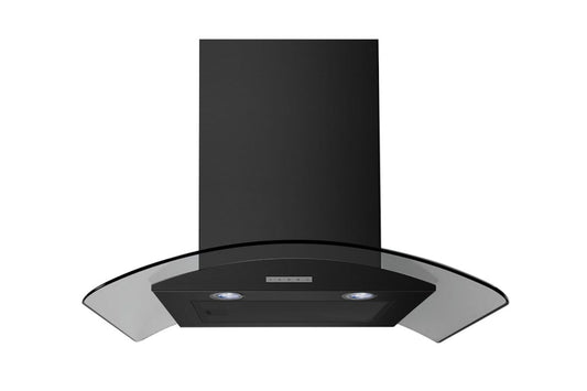 Belling 90cm Curved Glass Chimney Hood | CHIM904GBLK
