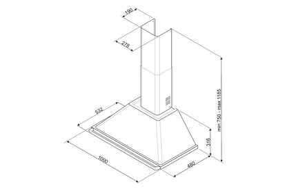 Smeg 100cm Victoria Chimney Cooker Hood | KT100BLE | Black