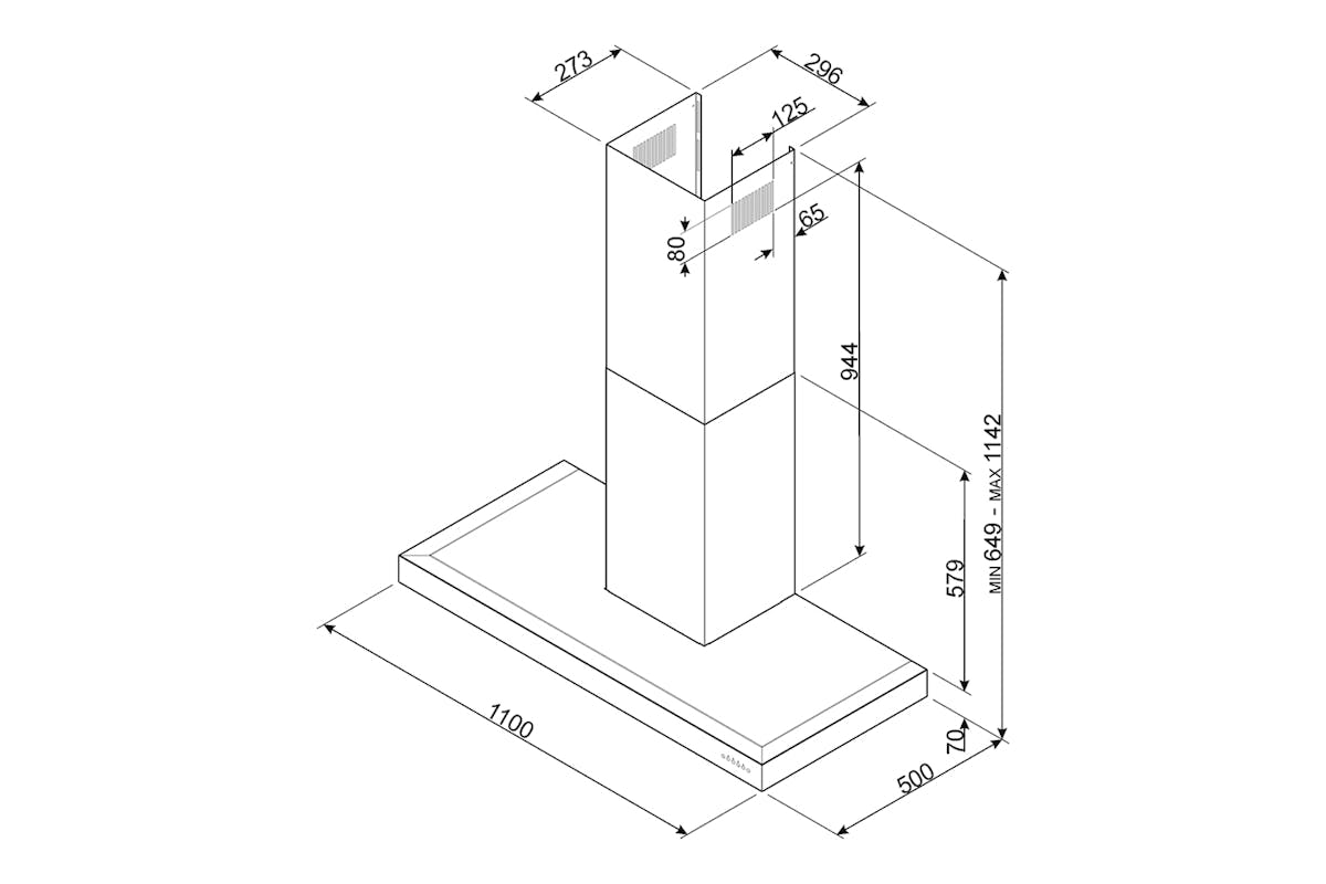 Smeg Symphony 110cm Chimney Cooker Hood | KS110BLE | Black